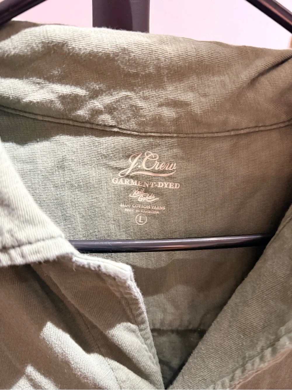 J. Crew Olive Green Short-Sleeve Casual Button-Down Shirt